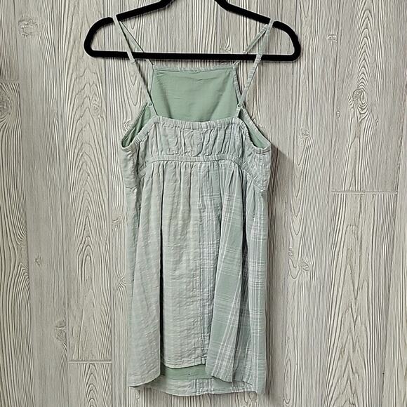 American Eagle Outfitters Green Seersucker Patchwork Mini Dress Womens M NWT - Picture 4 of 12